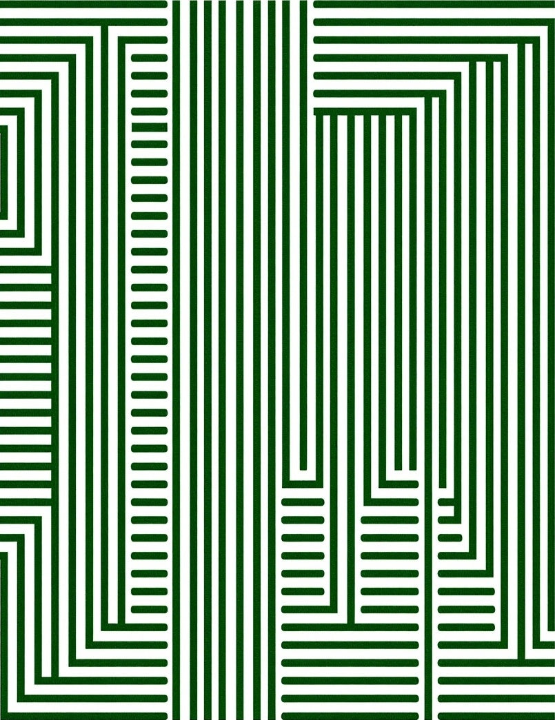 Modern Green Stripe Geometric Design Rug