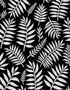 Chic Black White Leaf Pattern Rug