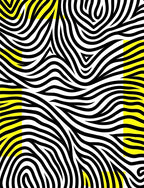 Bold Black Yellow Abstract Waves Rug