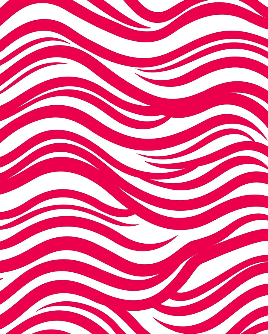 Bold Red White Flowing Waves Rug