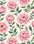 Floral Pink Peony Garden Print Rug