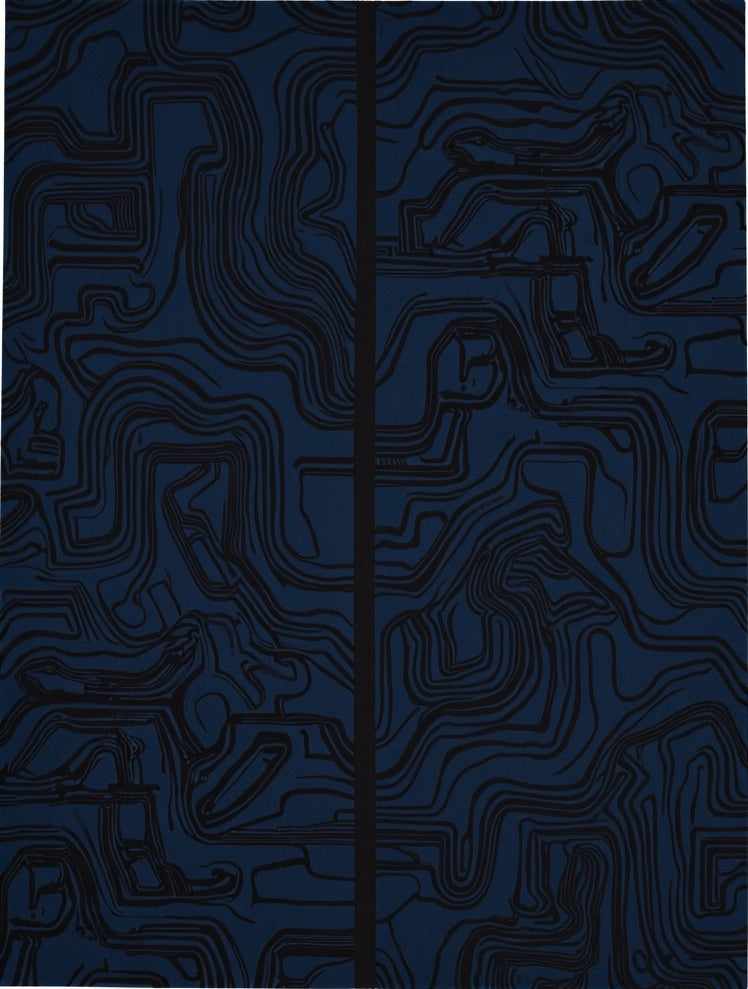 Navy Abstract Line Art Rug