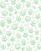 Delicate Green Leaf Swirl Pattern Rug