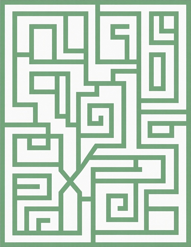 Green Maze Pattern Textile Design Rug