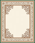 Ornamental Brown Scrollwork Cream Border Rug