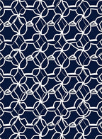 Navy White Abstract Geometric Pattern Rug