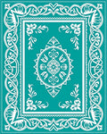 Teal White Intertwined Floral Medallion Rug