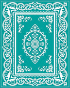 Teal White Intertwined Floral Medallion Rug