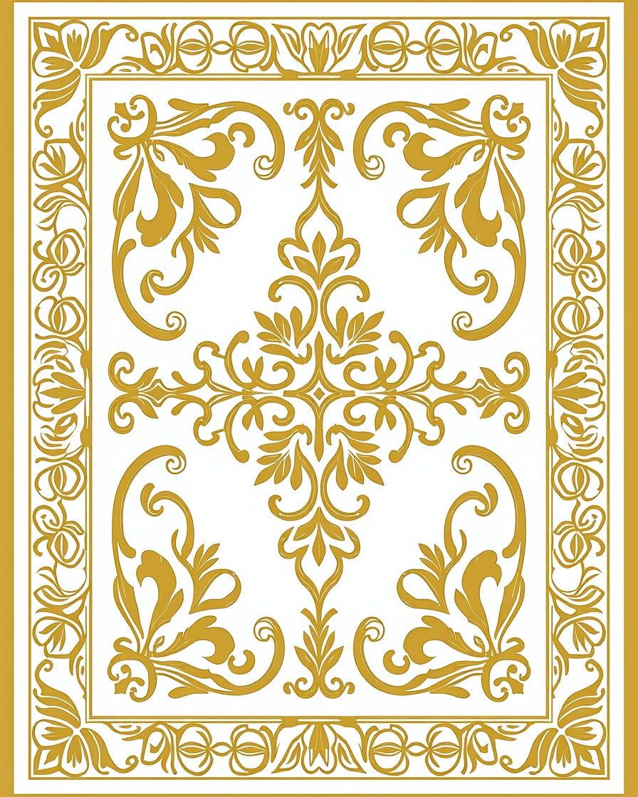Ornate Floral Scroll Pattern Rug