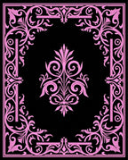 Ornate Pink Acanthus Scrollwork Square Design Rug
