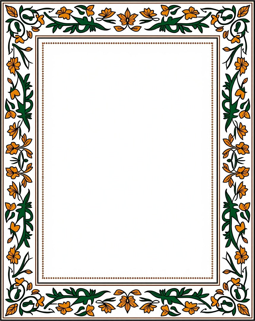 Ornate Floral Vine Border Design Rug