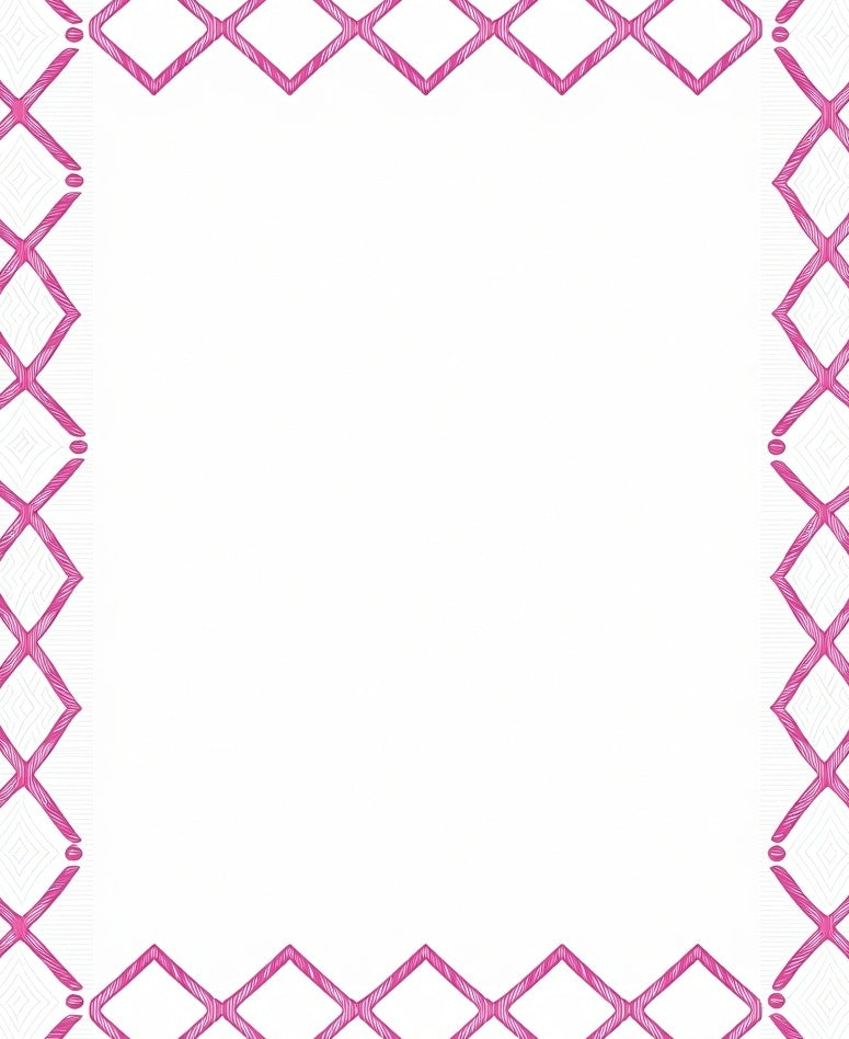 Pink Geometric Diamond Border Design Rug
