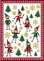 Whimsical Holiday Elf Christmas Trees Rug