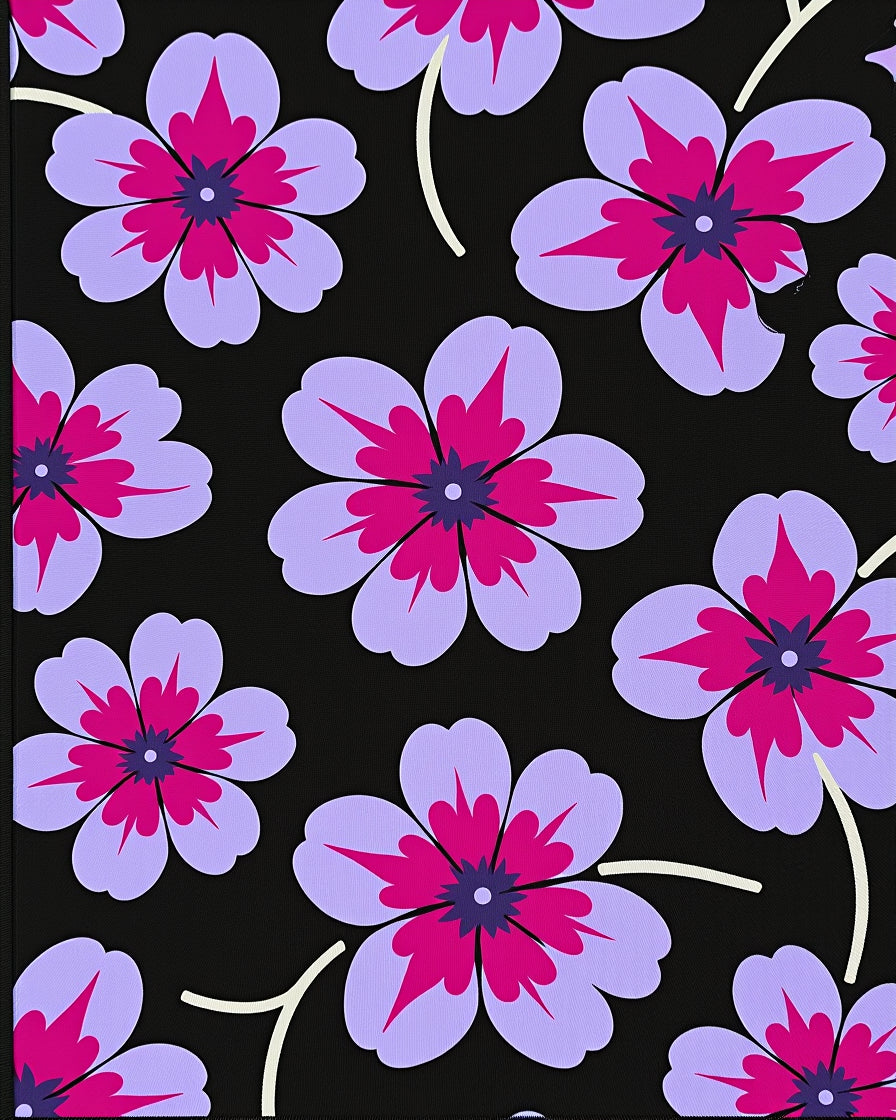 Bold Purple Pink Floral Pattern Rug