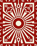 Radiant Red Cream Geometric Sunburst Rug