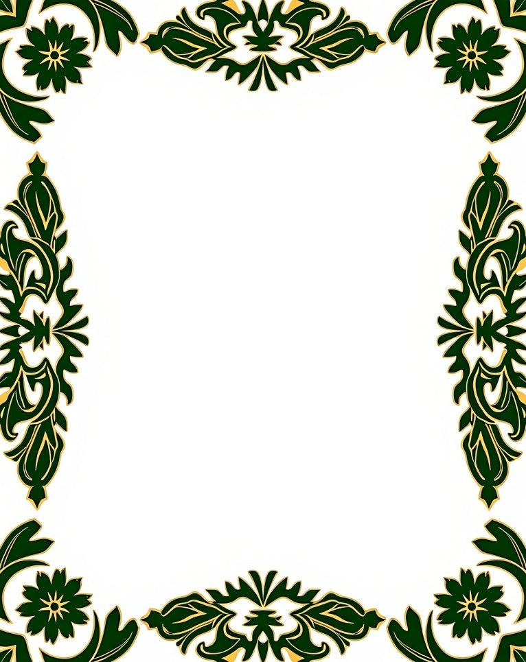 Elegant Green Scroll Floral Design Rug