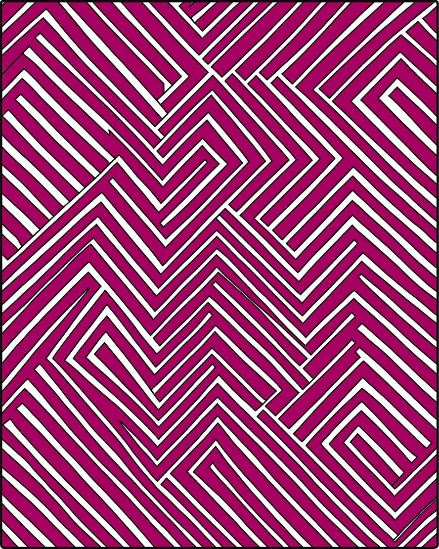 Dynamic Magenta White Geometric Lines Rug