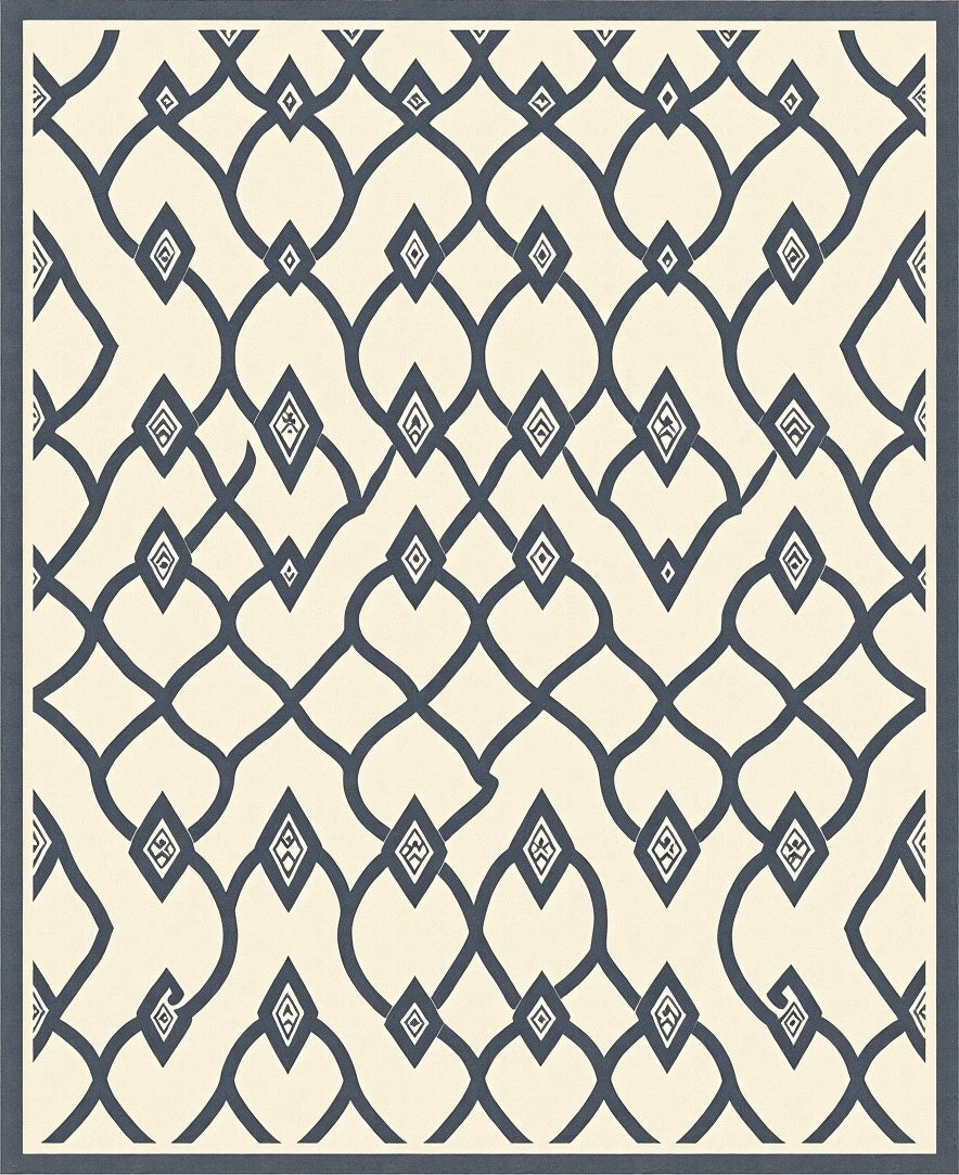 Dark Gray Diamond Lattice Pattern Rug