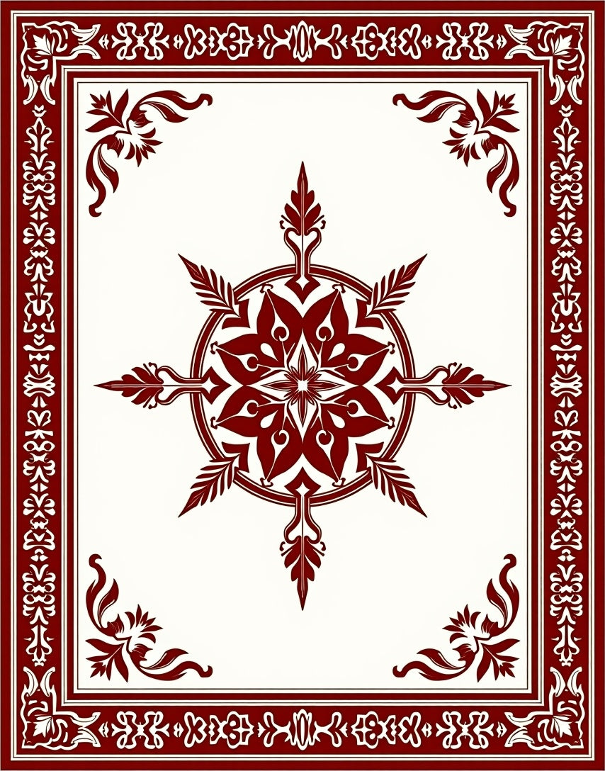 Classic Red Central Medallion Border Rug