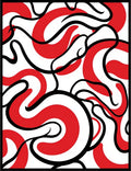 Bold Red White Swirl Abstract Art Rug