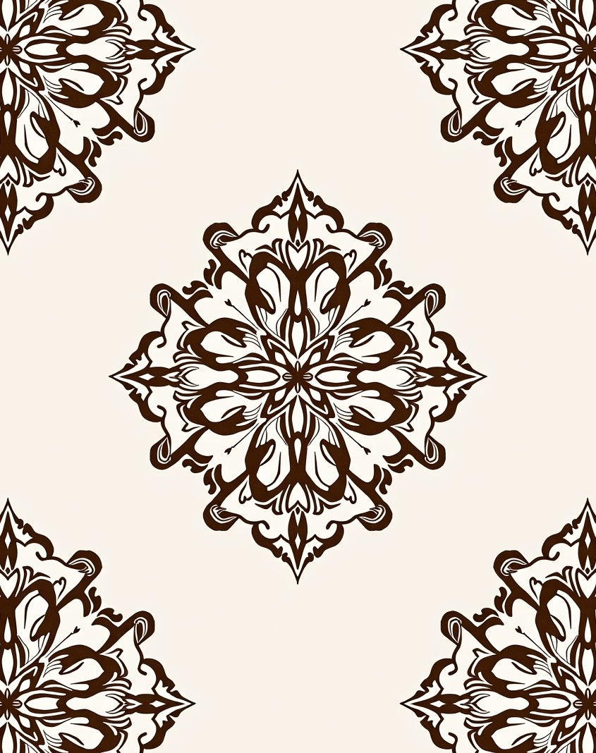 Ornate Floral Scrollwork Pattern Design Rug
