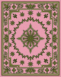 Pink Floral Patterned Art Deco Rug
