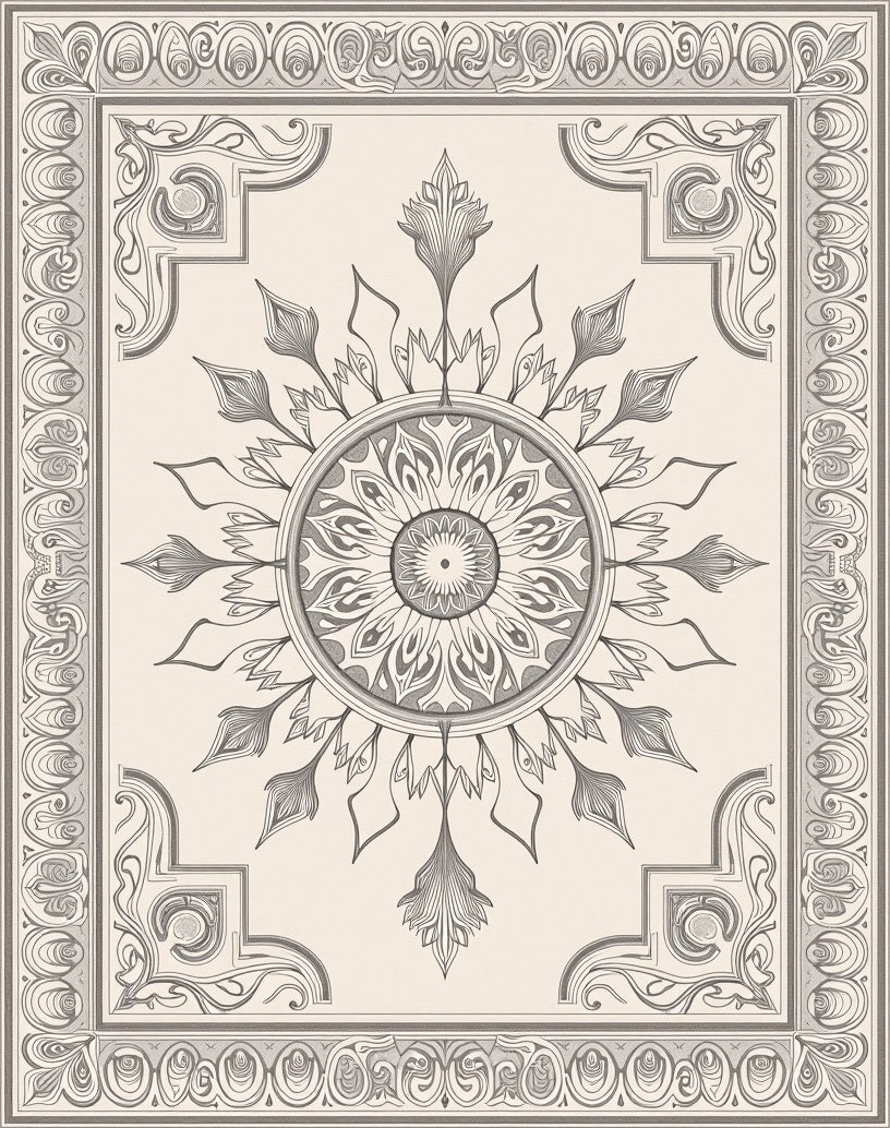 Intricate Floral Mandala Pattern Rug