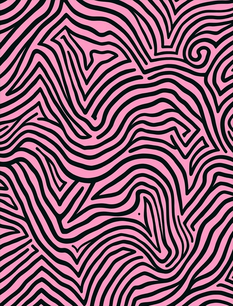 Pink And Black Wavy Stripe Design Rug