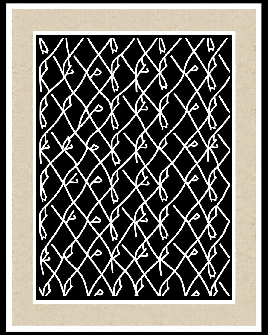 Black White Interwoven Grid Pattern Rug