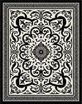 Intricate Black Cream Floral Mandala Rug