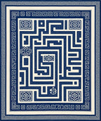 Maze Pattern With Classic Borders And Accents Rug