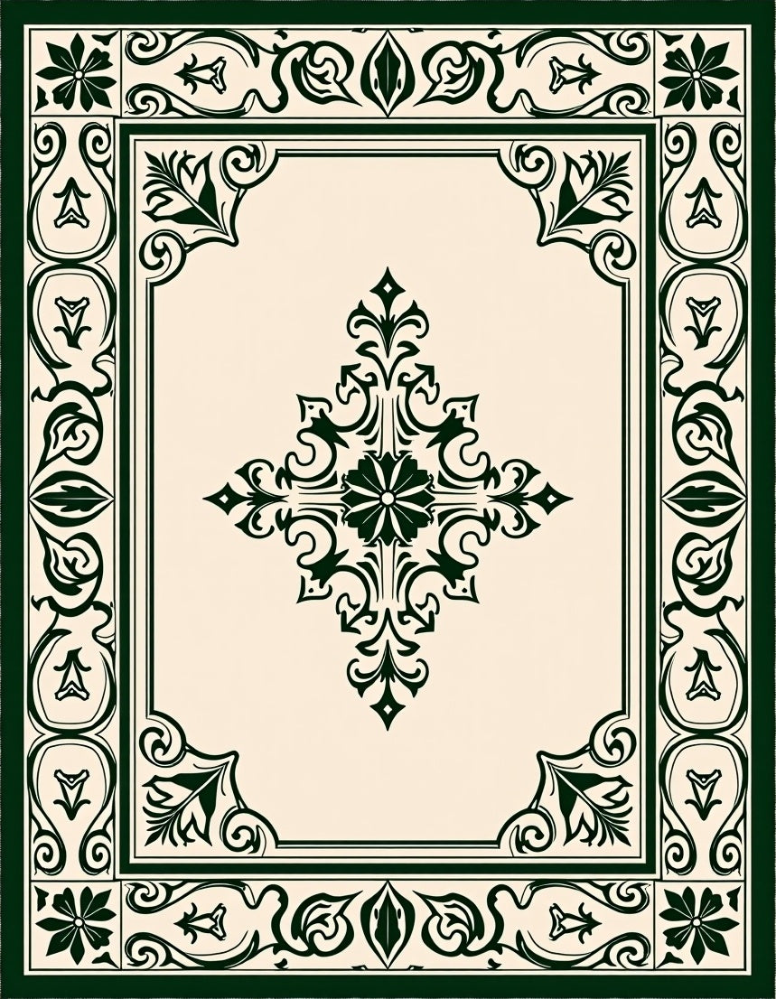 Intricate Floral Damask Pattern Rug