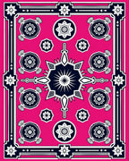 Bold Fuchsia Geometric Starburst Medallion Rug