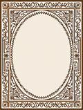 Ornate Oval Scroll Border Design Rug