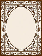 Ornate Oval Scroll Border Design Rug