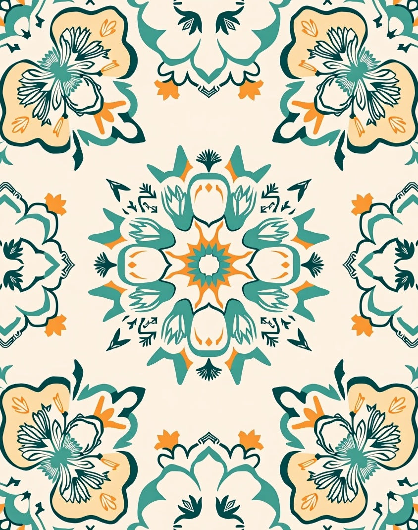 Mandala Floral Patterned Area Rug