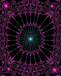 Symmetrical Pink Cyan Floral Burst Rug