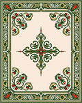 Green Red Floral Symmetry Design Rug