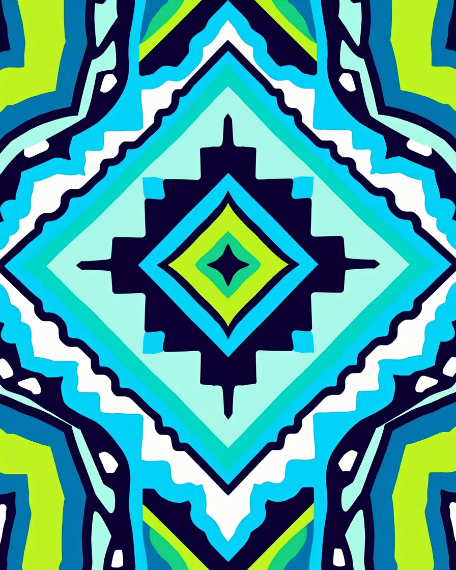 Geometric Diamond Pattern Abstract Art Rug