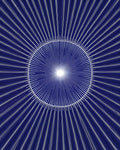 Radiant Sunburst Abstract Blue Rug