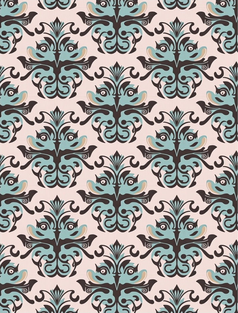 Vintage Teal Scrollwork Pattern Rug
