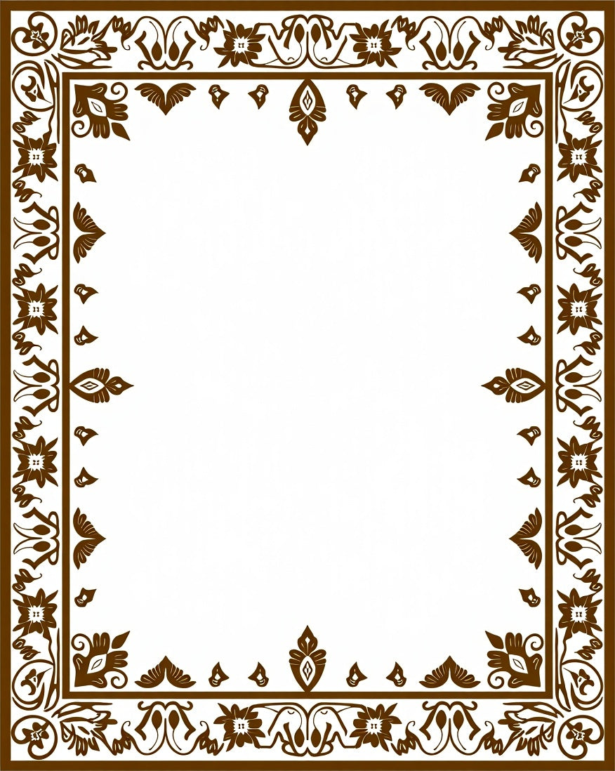 Ornate Floral Border Pattern Rug