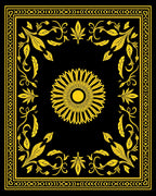Golden Floral Sunburst Decorative Rug