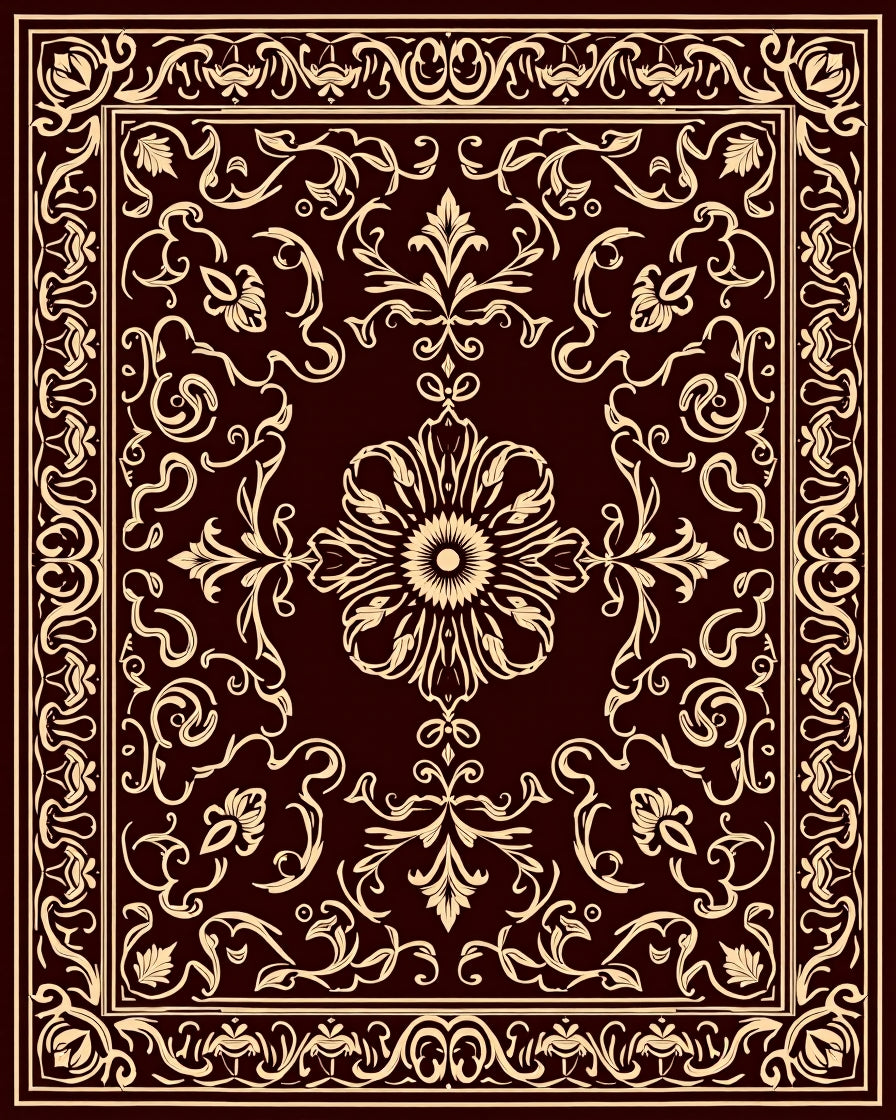 Elegant Floral Scrollwork Vintage Design Rug