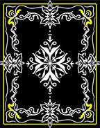 Bold Black White Floral Scroll Rug
