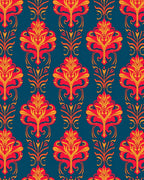 Ornate Red Gold Floral Pattern Rug