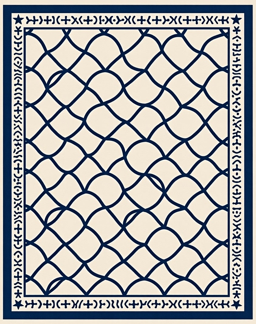 Interlocking Waves Geometric Pattern Rug