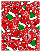Red Festive Santa Hats Candy Canes Rug
