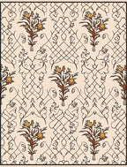 Brown Floral Woven Abstract Pattern Rug