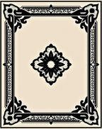 Black Floral Frame with Central Medallion Rug